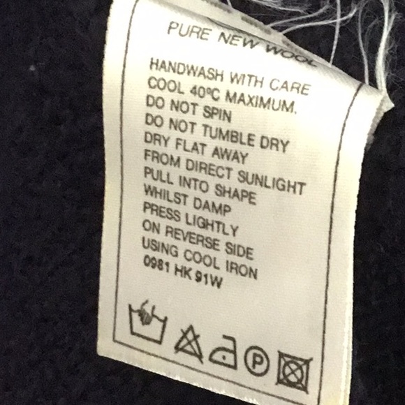 Jumpers 100%Wool Navy Floral Embroidered Knit Sweater Retro Whimsigoth Farmhouse - Picture 6 of 8